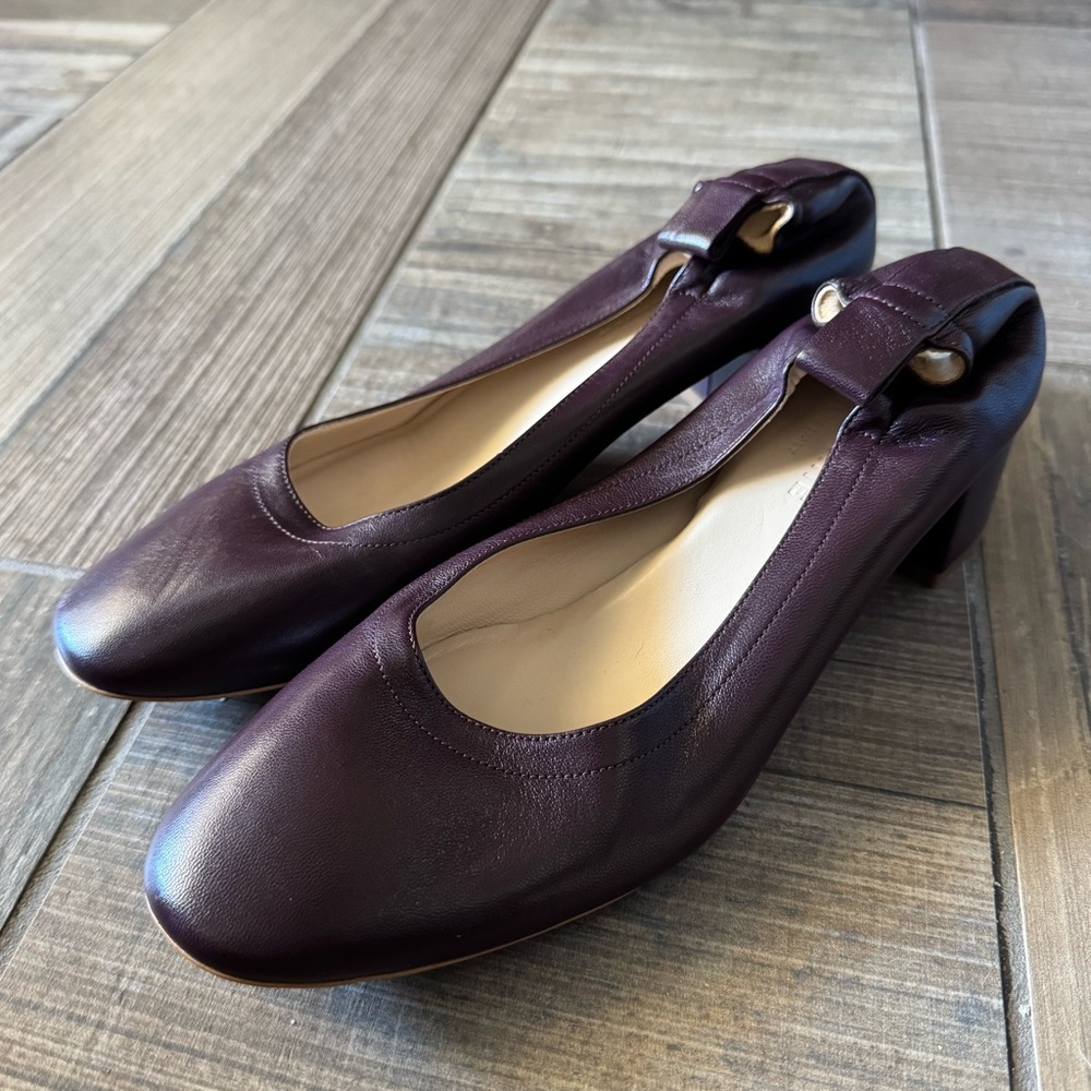 Everlane Burgundy Leather Block Heel Pumps - Picture 3 of 11